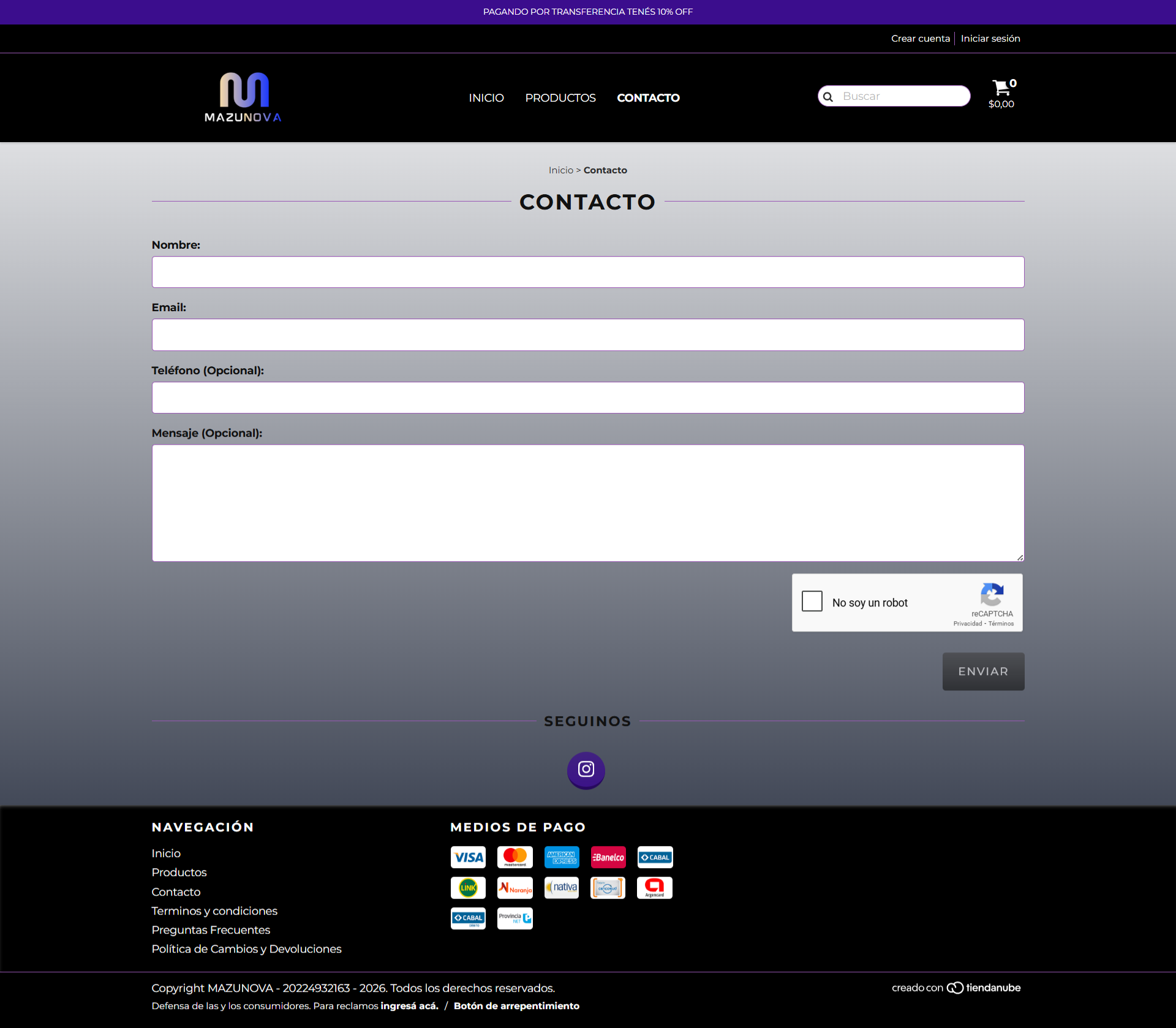 Imagen del proyecto Tienda Online Mazunova